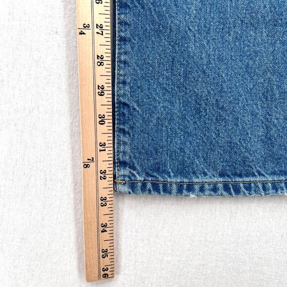 ZARA Distressed Loose Fit Low Rise Jeans Womens 27 Medium Blue Wash Straight Leg - Picture 15 of 15